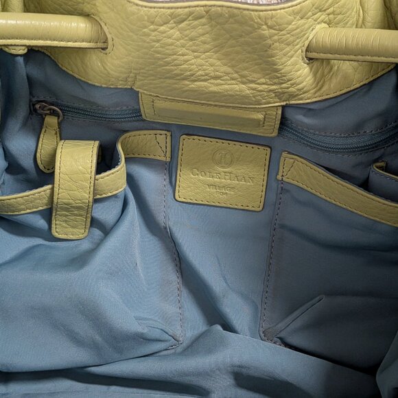 Cole Haan Village Lime Green Signature Pebbled Leather Cinched Tote Bag - Picture 5 of 5